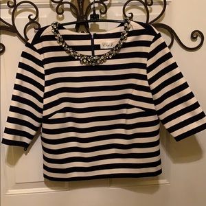 Brand new shirt 3/4 sleeve jeweled neckline top